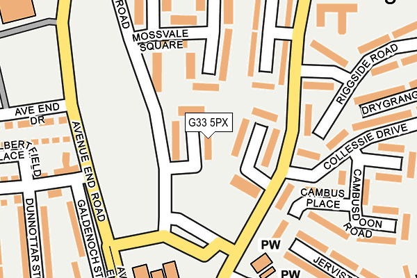 G33 5PX map - OS OpenMap – Local (Ordnance Survey)