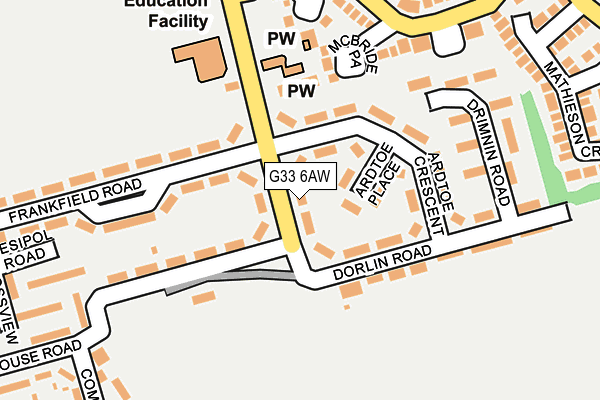 G33 6AW map - OS OpenMap – Local (Ordnance Survey)