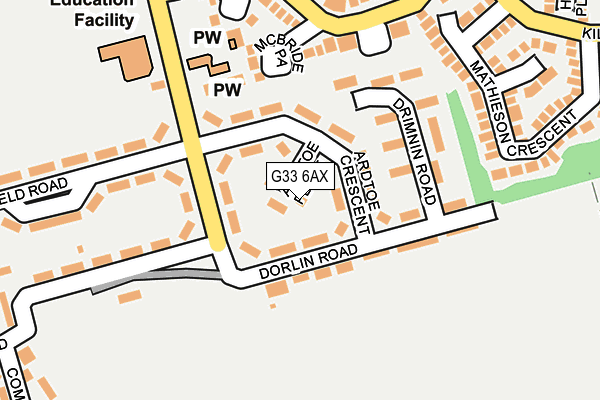 G33 6AX map - OS OpenMap – Local (Ordnance Survey)