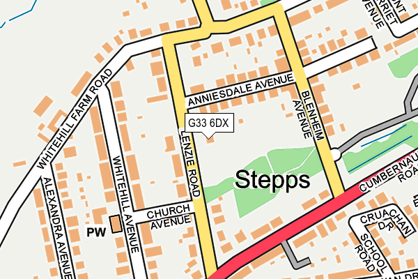 G33 6DX map - OS OpenMap – Local (Ordnance Survey)