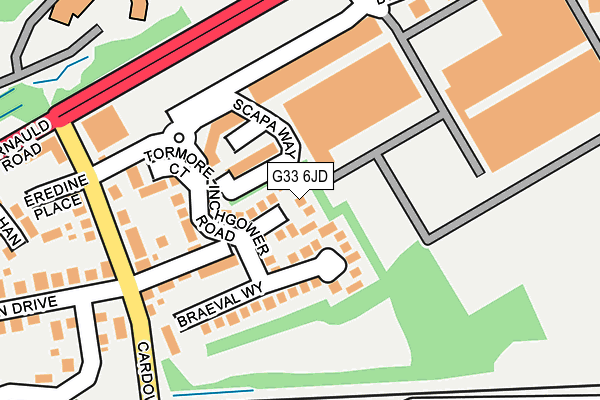 G33 6JD map - OS OpenMap – Local (Ordnance Survey)