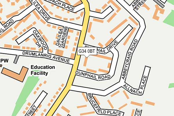 G34 0BT map - OS OpenMap – Local (Ordnance Survey)