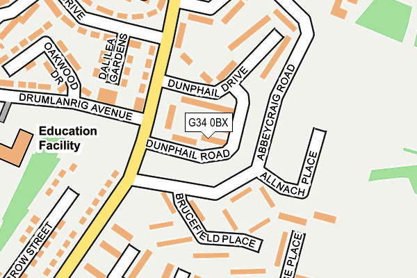 G34 0BX map - OS OpenMap – Local (Ordnance Survey)
