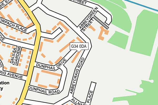 G34 0DA map - OS OpenMap – Local (Ordnance Survey)