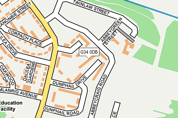 G34 0DB map - OS OpenMap – Local (Ordnance Survey)