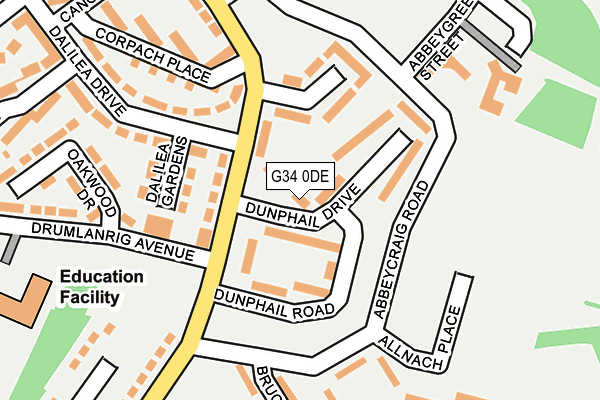 G34 0DE map - OS OpenMap – Local (Ordnance Survey)