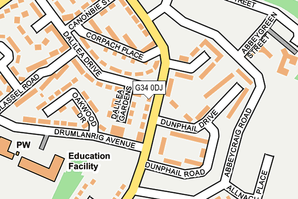 G34 0DJ map - OS OpenMap – Local (Ordnance Survey)