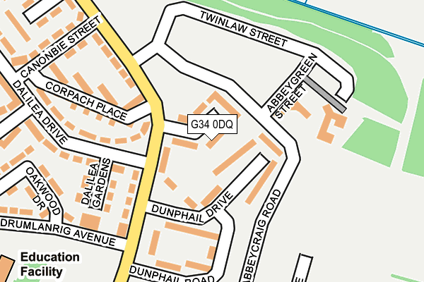 G34 0DQ map - OS OpenMap – Local (Ordnance Survey)