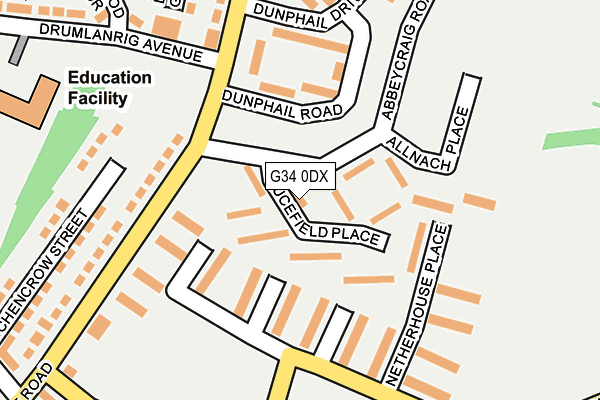 G34 0DX map - OS OpenMap – Local (Ordnance Survey)