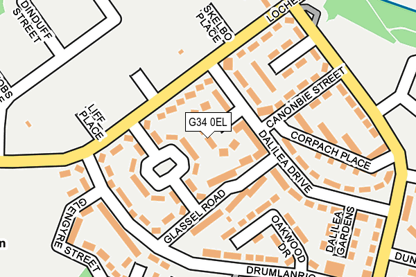 G34 0EL map - OS OpenMap – Local (Ordnance Survey)