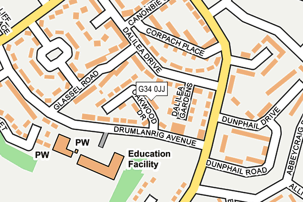 G34 0JJ map - OS OpenMap – Local (Ordnance Survey)