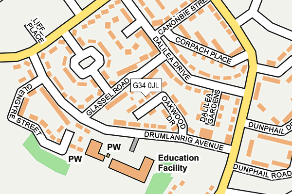 G34 0JL map - OS OpenMap – Local (Ordnance Survey)