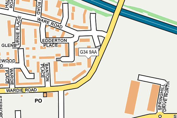 G34 9AA map - OS OpenMap – Local (Ordnance Survey)