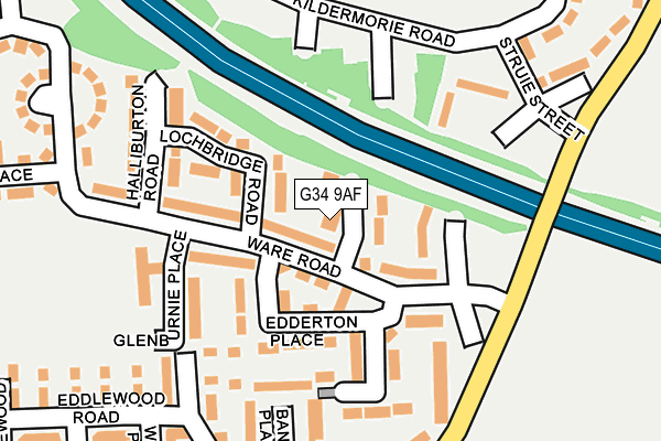 G34 9AF map - OS OpenMap – Local (Ordnance Survey)