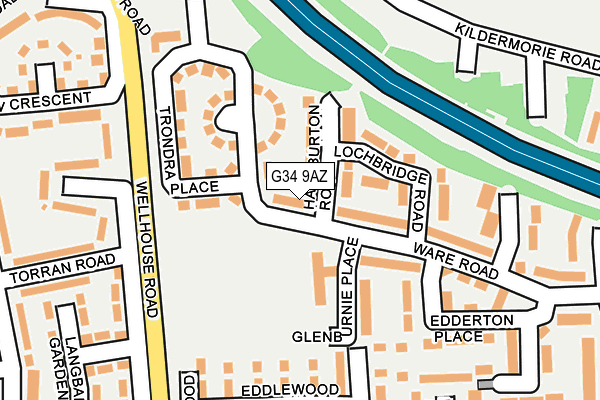 G34 9AZ map - OS OpenMap – Local (Ordnance Survey)