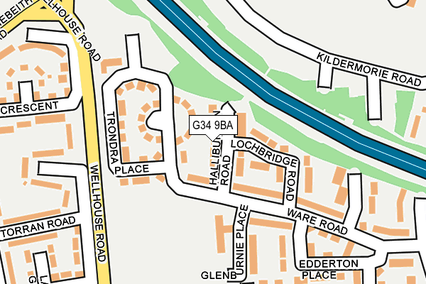 G34 9BA map - OS OpenMap – Local (Ordnance Survey)
