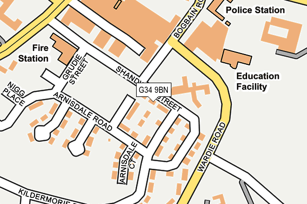 G34 9BN map - OS OpenMap – Local (Ordnance Survey)