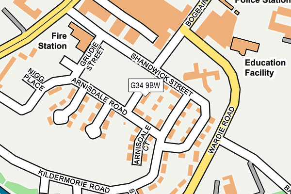 G34 9BW map - OS OpenMap – Local (Ordnance Survey)