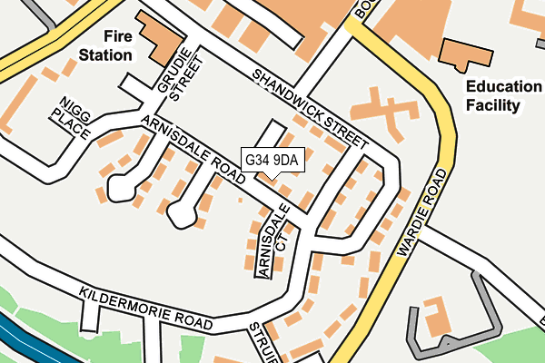 G34 9DA map - OS OpenMap – Local (Ordnance Survey)