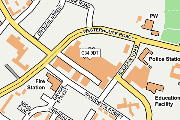 G34 9DT map - OS OpenMap – Local (Ordnance Survey)