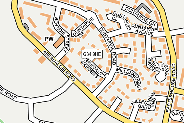 G34 9HE map - OS OpenMap – Local (Ordnance Survey)