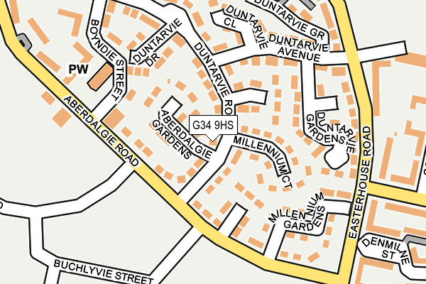 G34 9HS map - OS OpenMap – Local (Ordnance Survey)