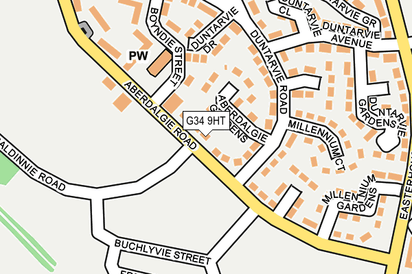 G34 9HT map - OS OpenMap – Local (Ordnance Survey)