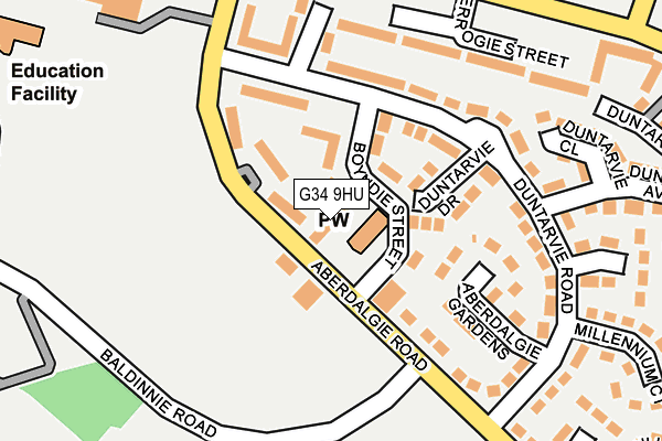 G34 9HU map - OS OpenMap – Local (Ordnance Survey)