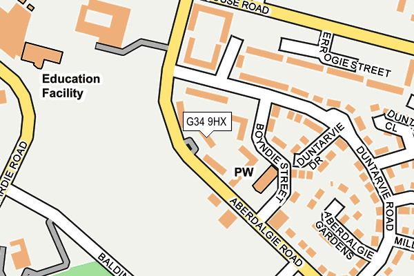 G34 9HX map - OS OpenMap – Local (Ordnance Survey)