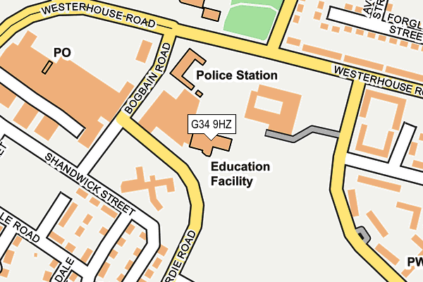 G34 9HZ map - OS OpenMap – Local (Ordnance Survey)