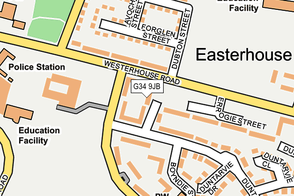 G34 9JB map - OS OpenMap – Local (Ordnance Survey)