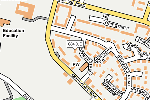 G34 9JE map - OS OpenMap – Local (Ordnance Survey)