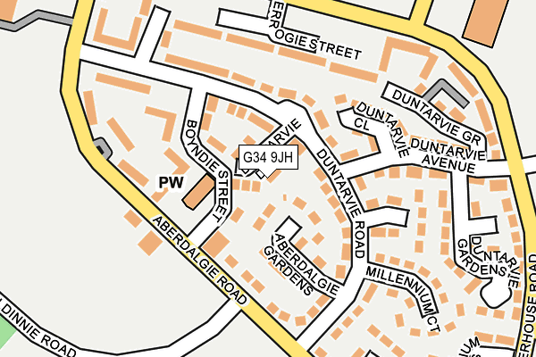 G34 9JH map - OS OpenMap – Local (Ordnance Survey)