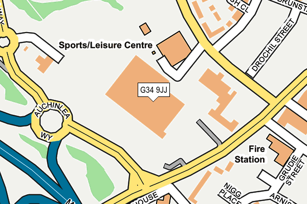 G34 9JJ map - OS OpenMap – Local (Ordnance Survey)