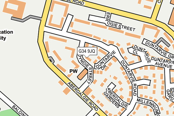 G34 9JQ map - OS OpenMap – Local (Ordnance Survey)