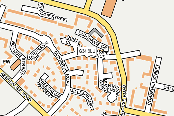 G34 9LU map - OS OpenMap – Local (Ordnance Survey)