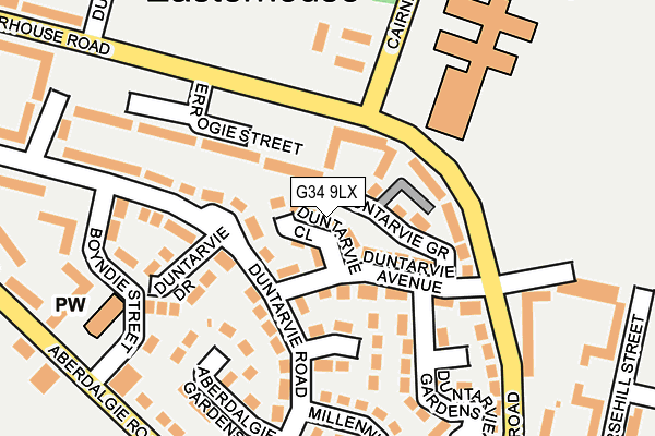 G34 9LX map - OS OpenMap – Local (Ordnance Survey)