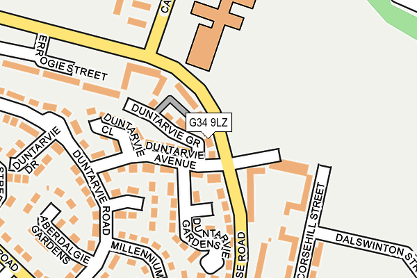 G34 9LZ map - OS OpenMap – Local (Ordnance Survey)