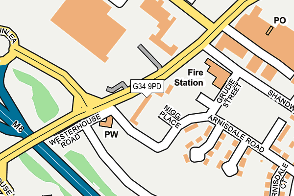 G34 9PD map - OS OpenMap – Local (Ordnance Survey)