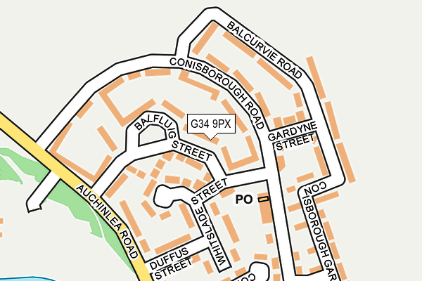 G34 9PX map - OS OpenMap – Local (Ordnance Survey)