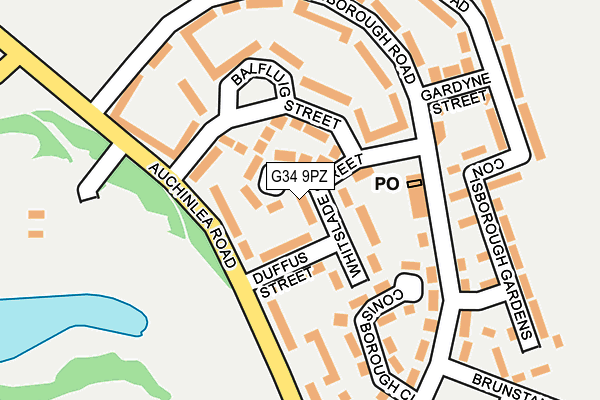G34 9PZ map - OS OpenMap – Local (Ordnance Survey)
