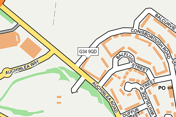 G34 9QD map - OS OpenMap – Local (Ordnance Survey)