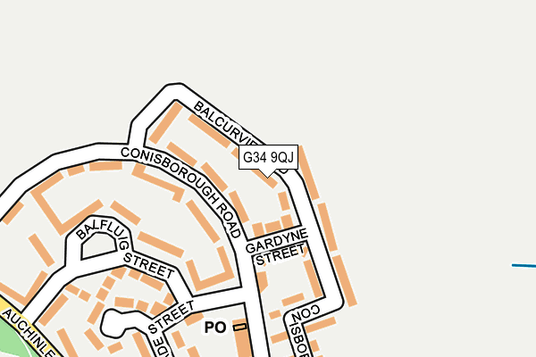 G34 9QJ map - OS OpenMap – Local (Ordnance Survey)