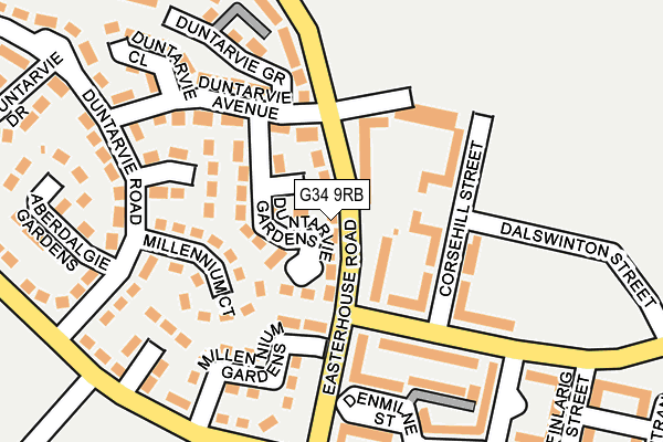 G34 9RB map - OS OpenMap – Local (Ordnance Survey)