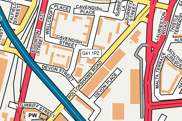 G41 1PZ map - OS OpenMap – Local (Ordnance Survey)