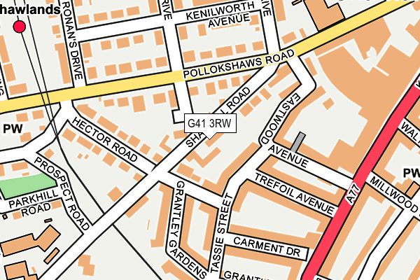 G41 3RW map - OS OpenMap – Local (Ordnance Survey)