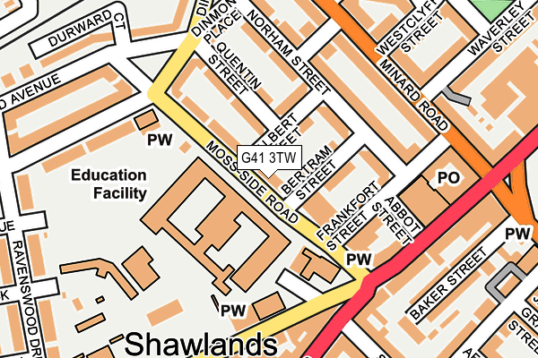 G41 3TW map - OS OpenMap – Local (Ordnance Survey)