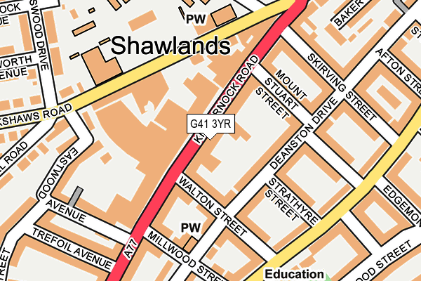 G41 3YR map - OS OpenMap – Local (Ordnance Survey)