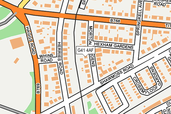 G41 4AF map - OS OpenMap – Local (Ordnance Survey)