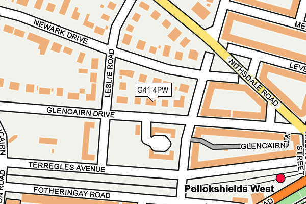 G41 4PW map - OS OpenMap – Local (Ordnance Survey)